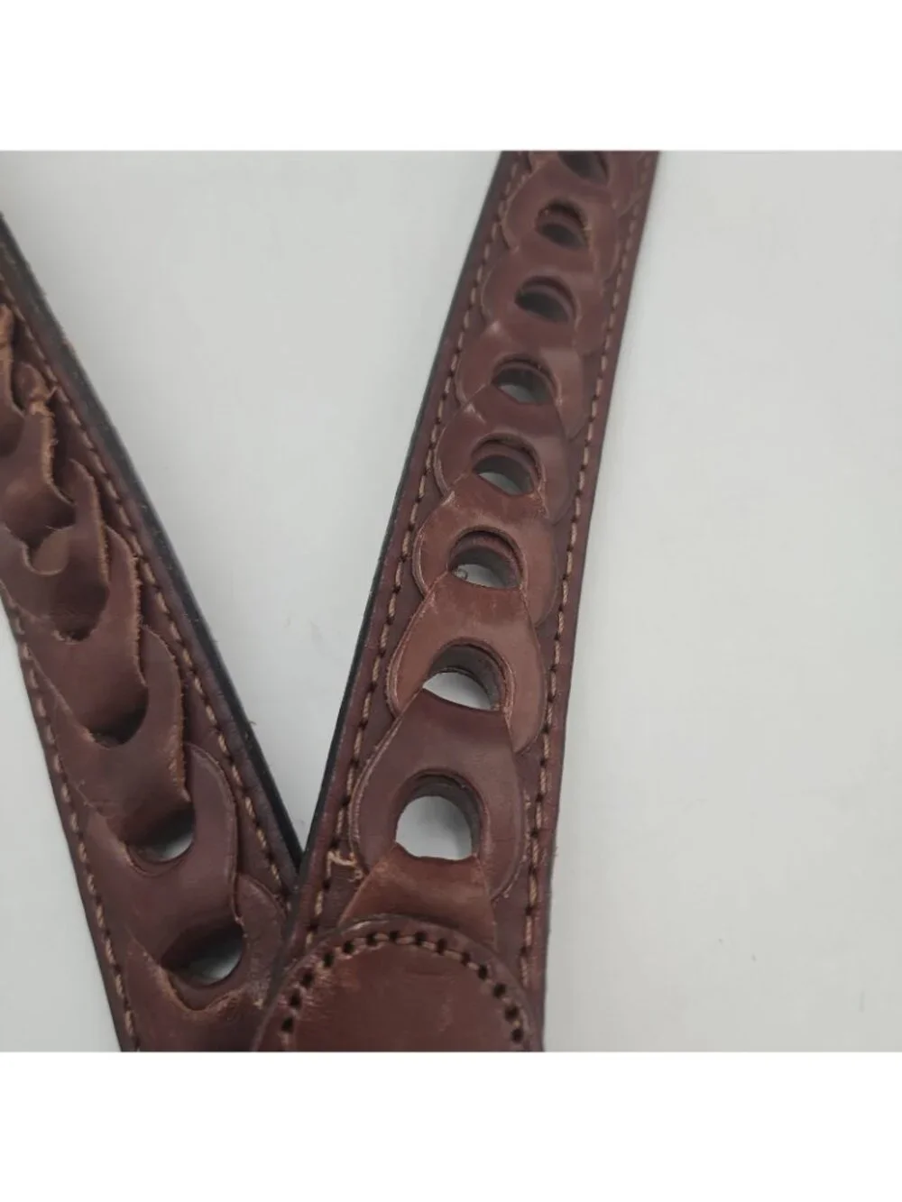 LEATHER BELT Mens Size 38 Belt Adjustable Brown Fits Up To 43